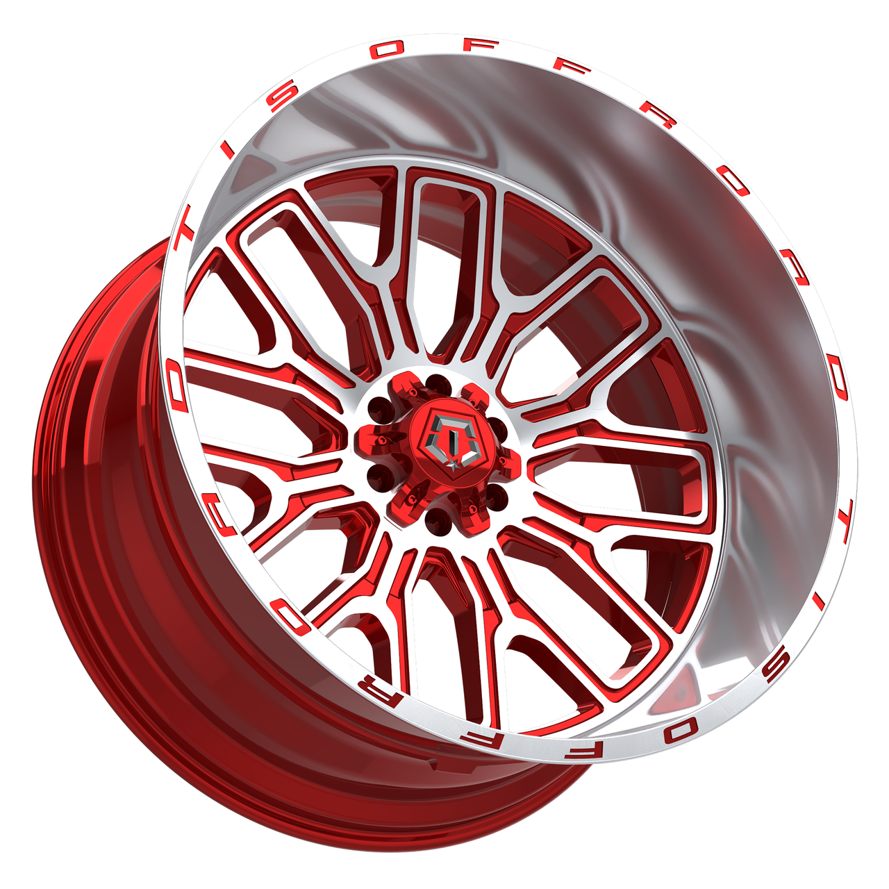 24" TIS 560MRL 24x14 8x6.5 -76mm Wheel Gloss Red Machined Face & Lip Logo Rim