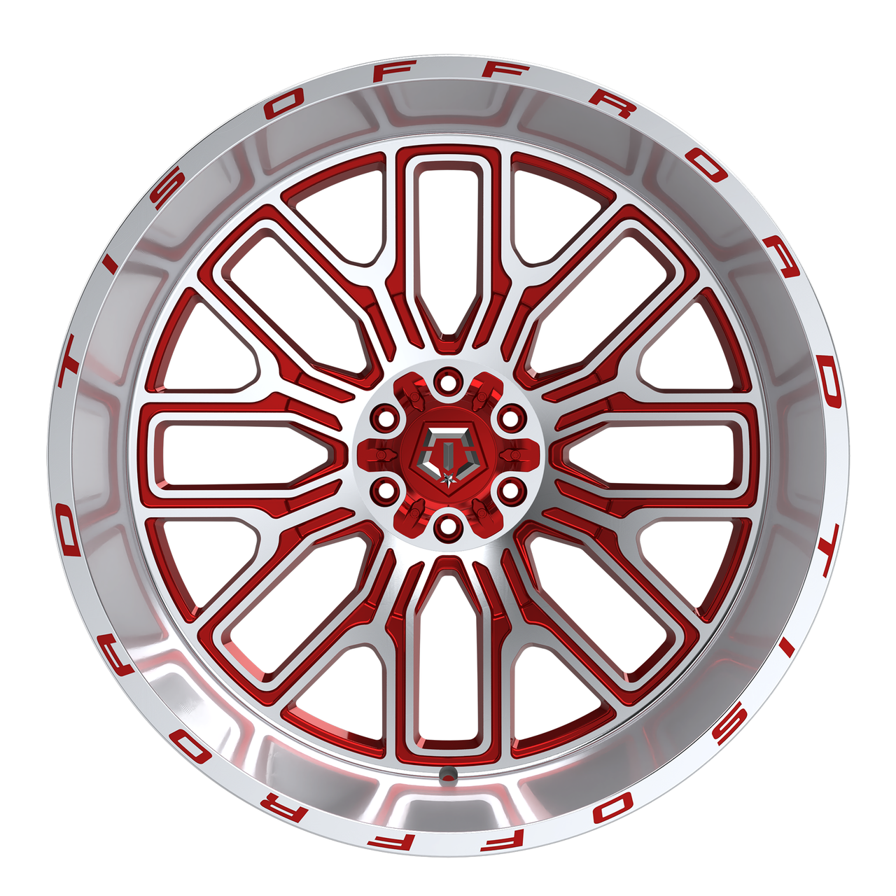 24" TIS 560MRL 24x14 8x6.5 -76mm Wheel Gloss Red Machined Face & Lip Logo Rim