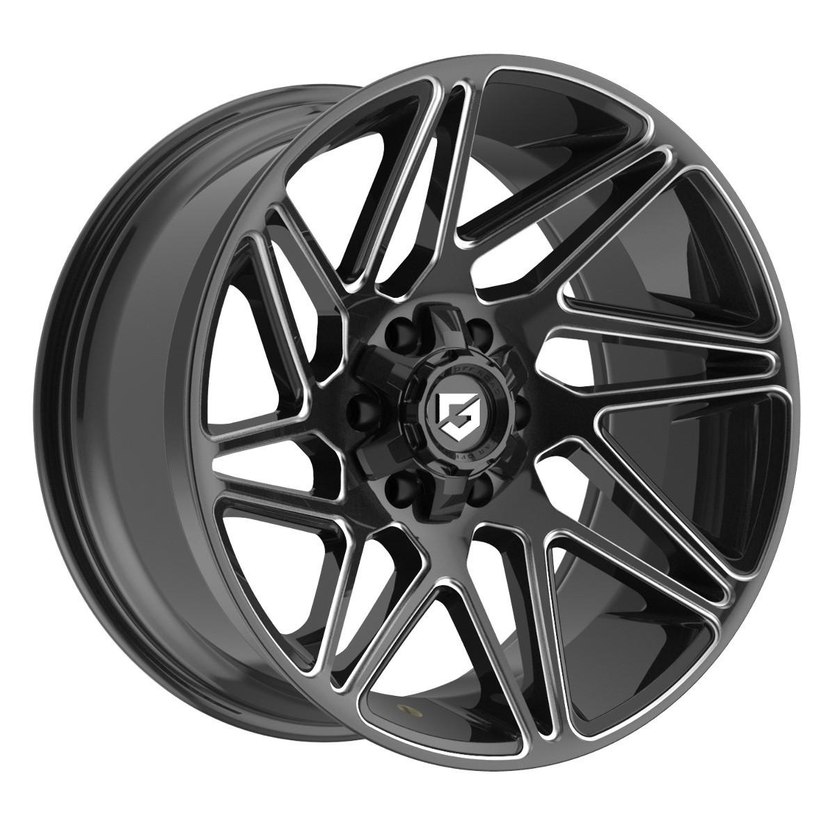 Set 4 22" Gear Off Road 777BM 22x10 6x135 6x5.5 -19mm Gloss Black Milled  Rims