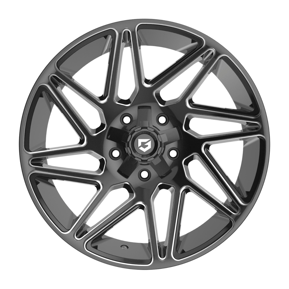 20" Gear Off Road 777BM 20x9 5x5 5x5.5 00mm Gloss Black Milled For Jeep Dodge