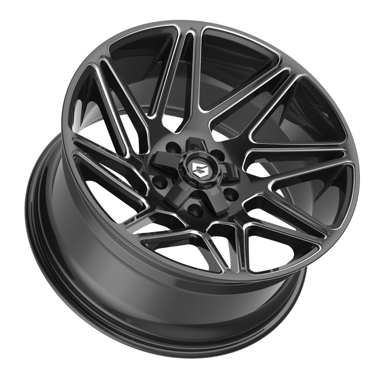 Set 4 20" Gear Off Road 777BM 20x9 5x5 5x5.5 00mm Gloss Black Milled Truck Rims
