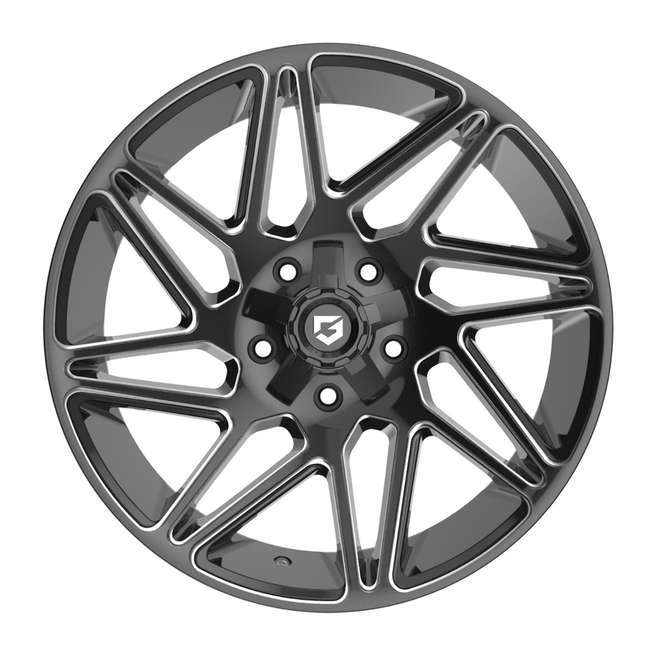 20" Gear Off Road 777BM 20x10 5x5 5x5.5 -19mm Gloss Black Milled For Jeep Dodge