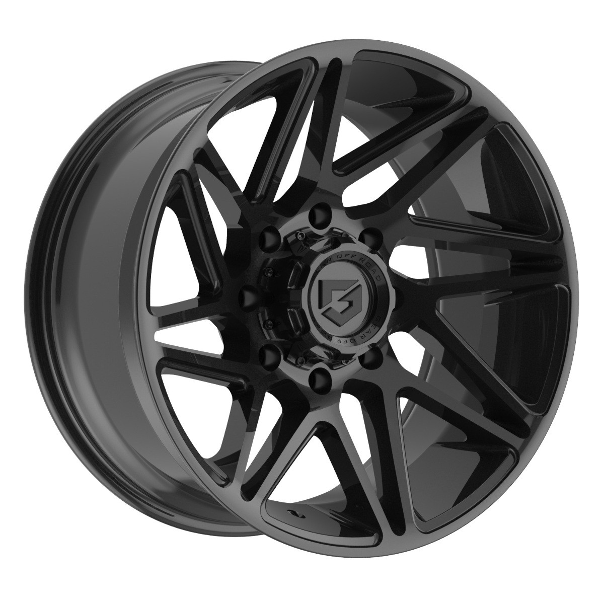 20" Gear Off Road 777B  20x10 8x6.5 -19mm Gloss Black For Chevy GMC Ram Ford Rim