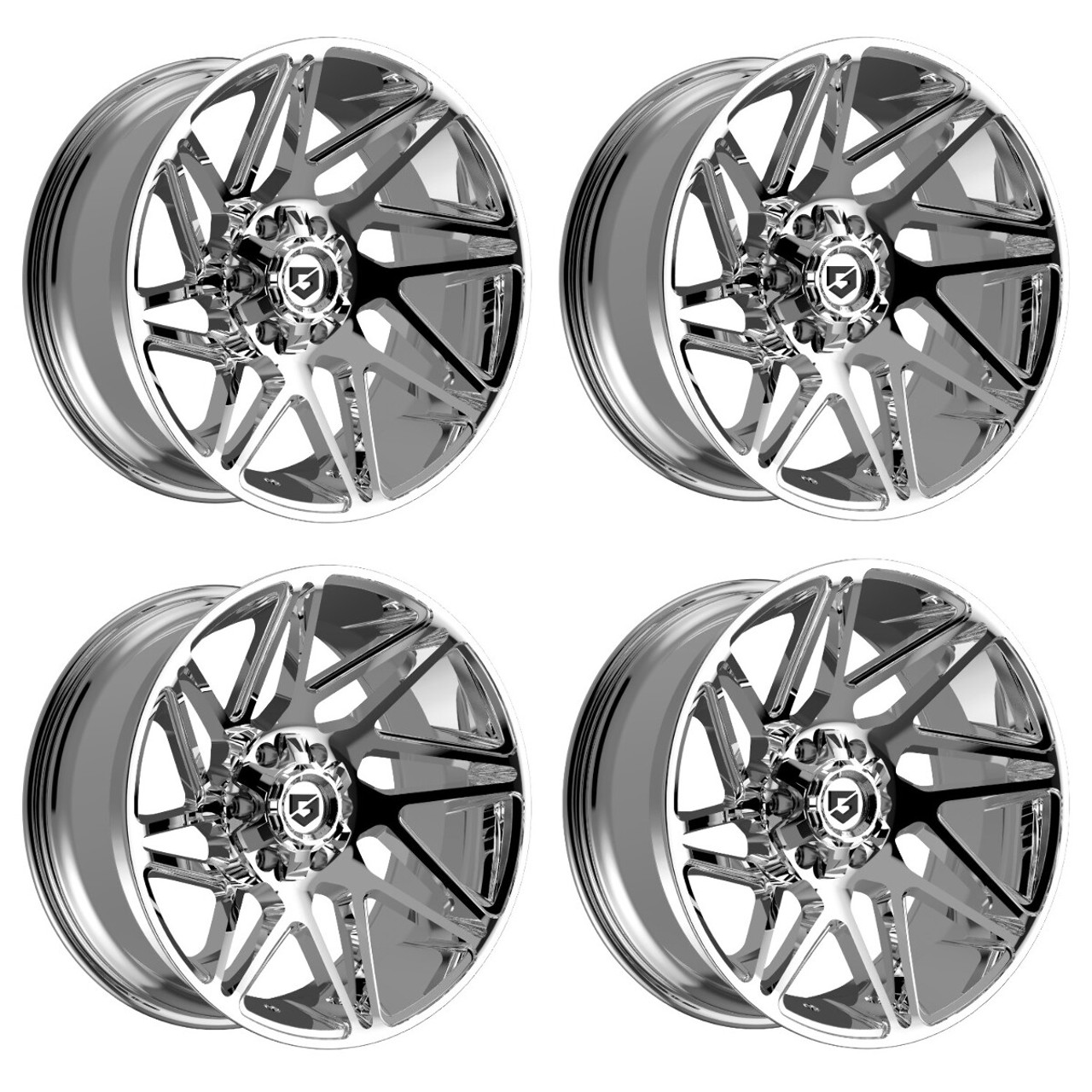 Set 4 20" Gear Off Road 777C Vortex 20x9 6x135 6x5.5 00mm Chrome Plated Wheels