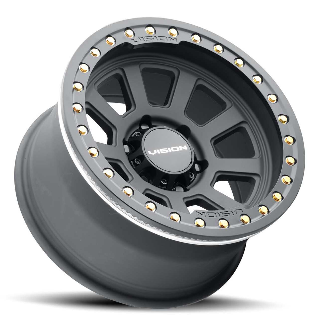17" Vision Beadlock 350 Ojos Satin Black 17x9 8x6.5 -40mm Lifted Truck Rim