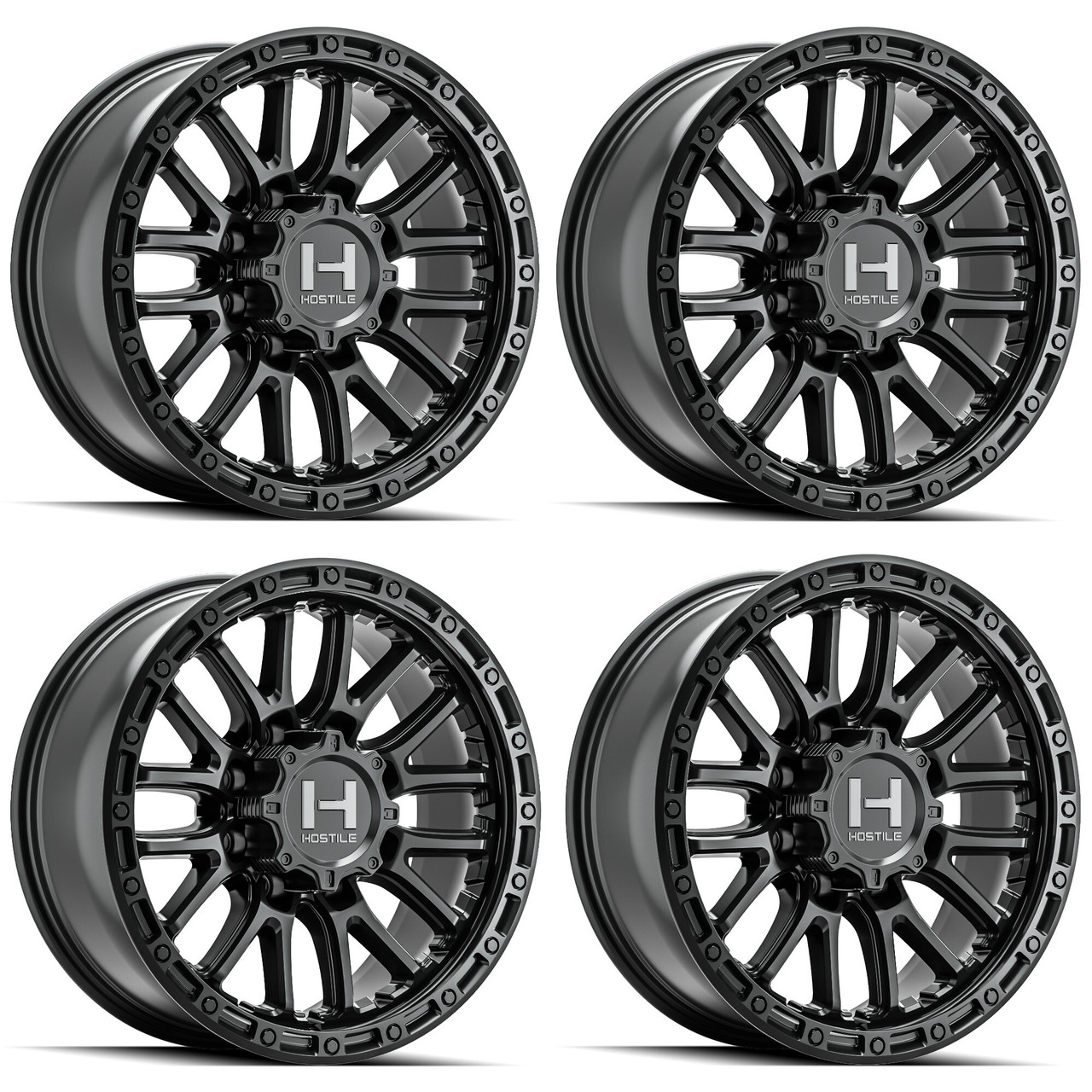Set 4 20" Hostile H135 Ridgecrest 20x9 8x6.5 1mm Wheels Asphalt Truck Rims
