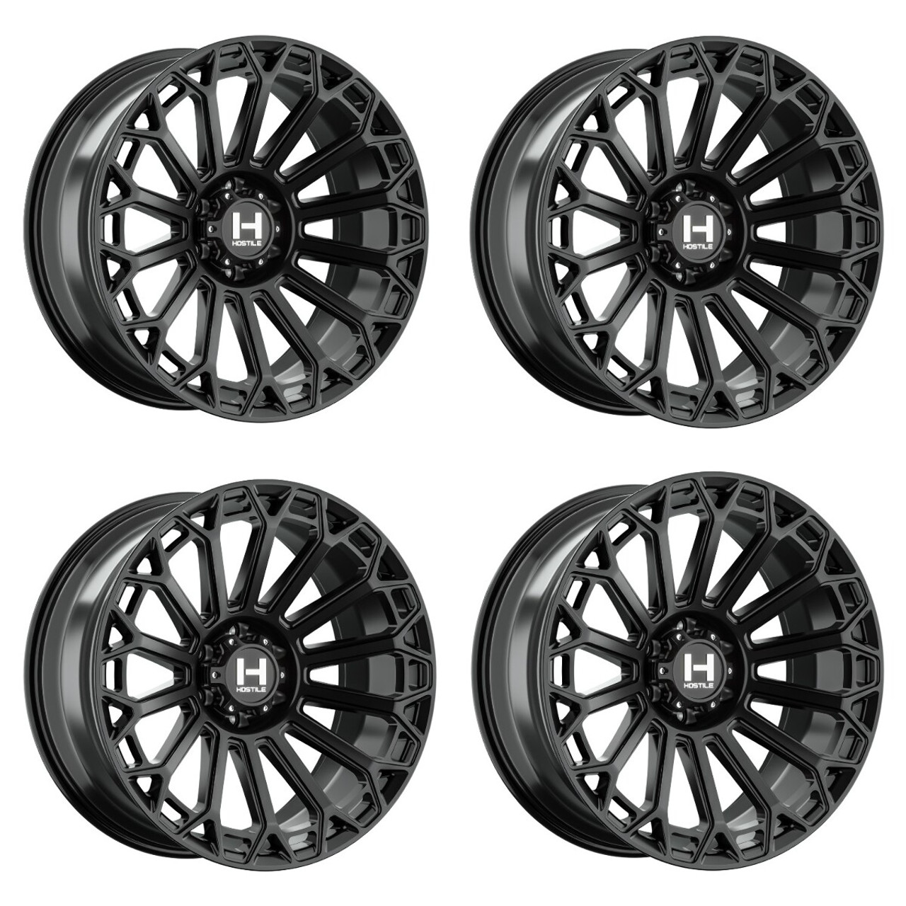 Set 4 20" Hostile H142 Warrior 20x9 6x5.5 0mm Wheels Asphalt Truck Suv Rims