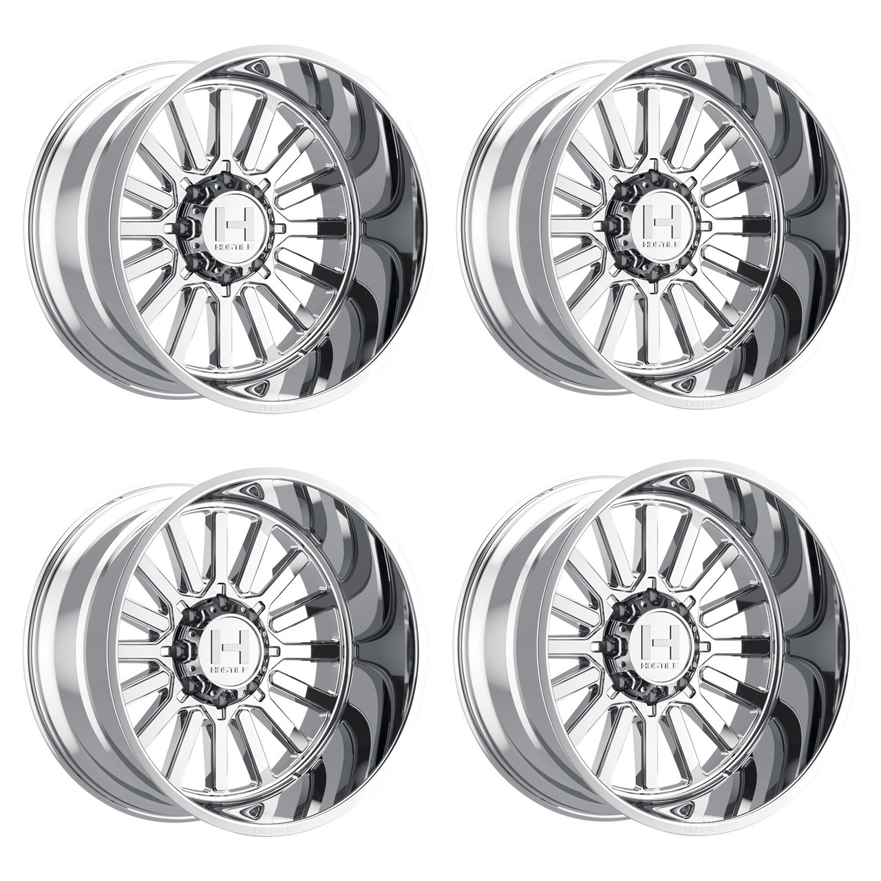 Set 4 20" Hostile H127 Titan 20x10 8x6.5 -19mm Wheels Armor Plated Truck Rims