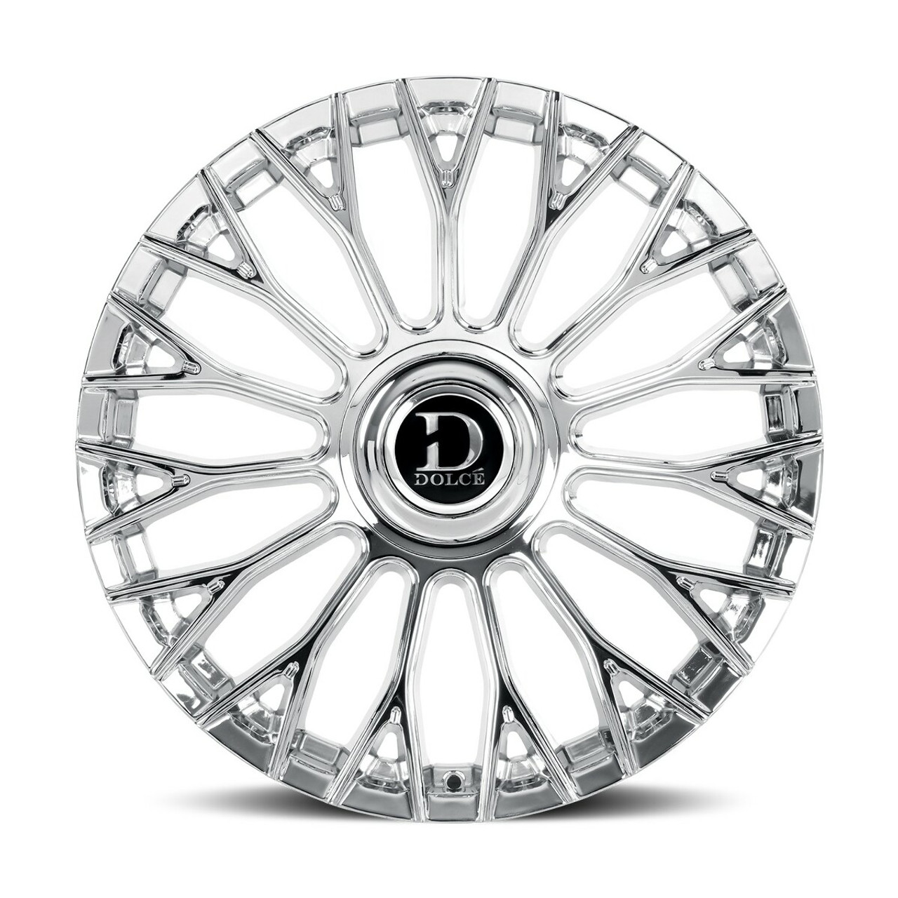 Set 4 22" Dolce Luxury Roma 22x9 5x115 5x120 15mm Chrome w Floating Cap Wheels