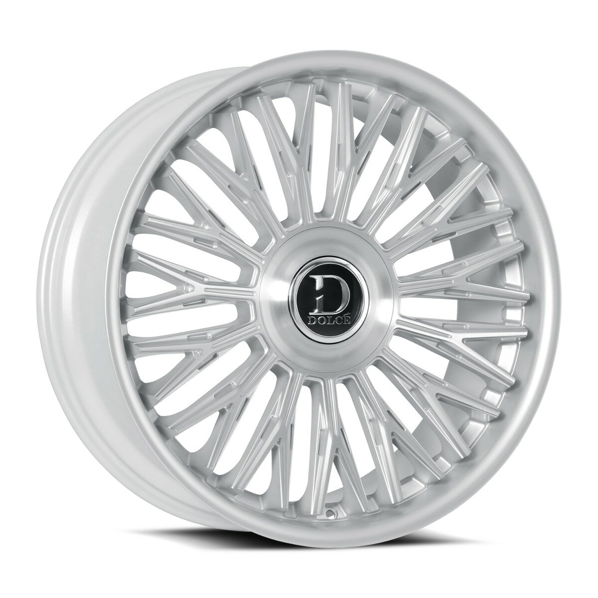 24" Dolce Lusso 24x10 6x135 6x5.5 25mm Sliver Brush Face Wheel Floating Cap Rim