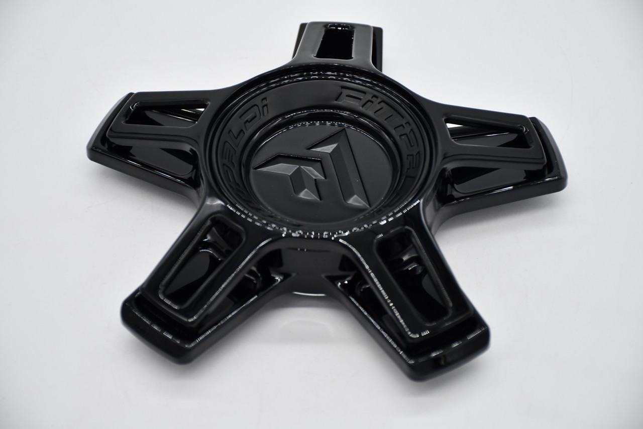 Fittipaldi 5 lug Gloss Black Wheel Center Cap Snap I Floating Logo CAP-FH-BB23