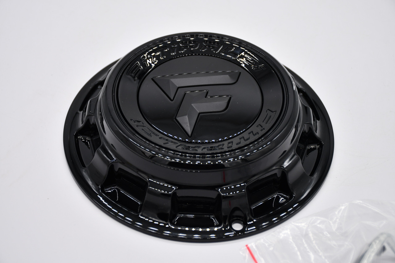 Fittipaldi Gloss Black Floating Logo 5/6 Lug Wheel Center Cap CAP-FORC-6-BB24F