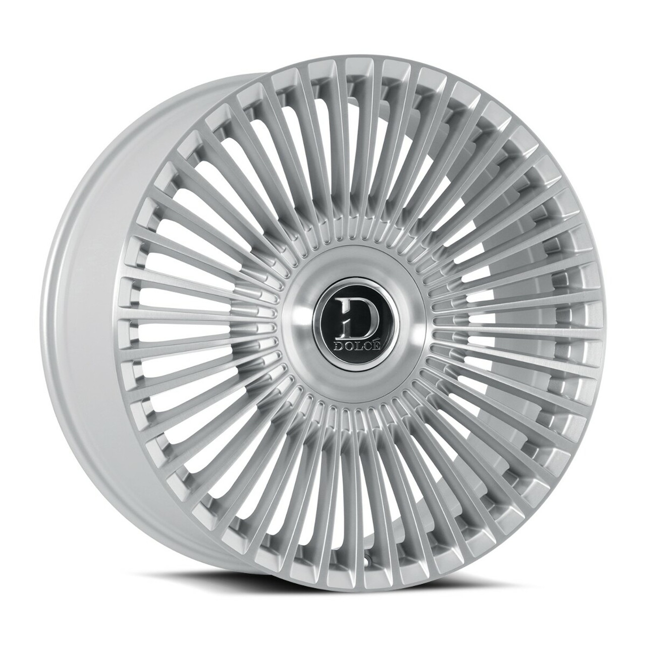 Set 4 22" Dolce Trento 22x10.5 5x112 5x4.5 40mm Sliver Brush Face Floating Caps
