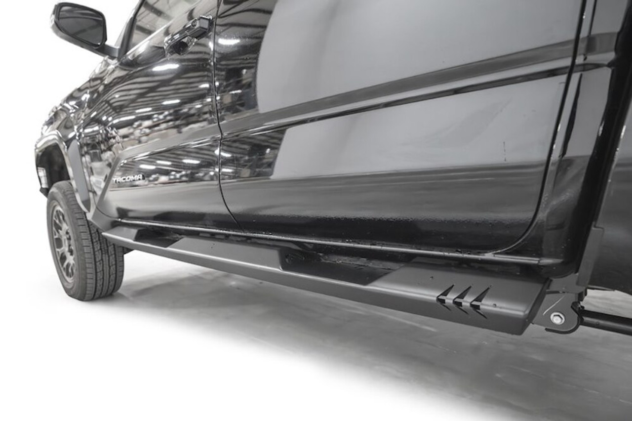 Fab Fours 24-25 Toyota Tacoma 4 Door Step Sliders TT24-G6450-1 Matte Black Step Slider w Drop Down Steps