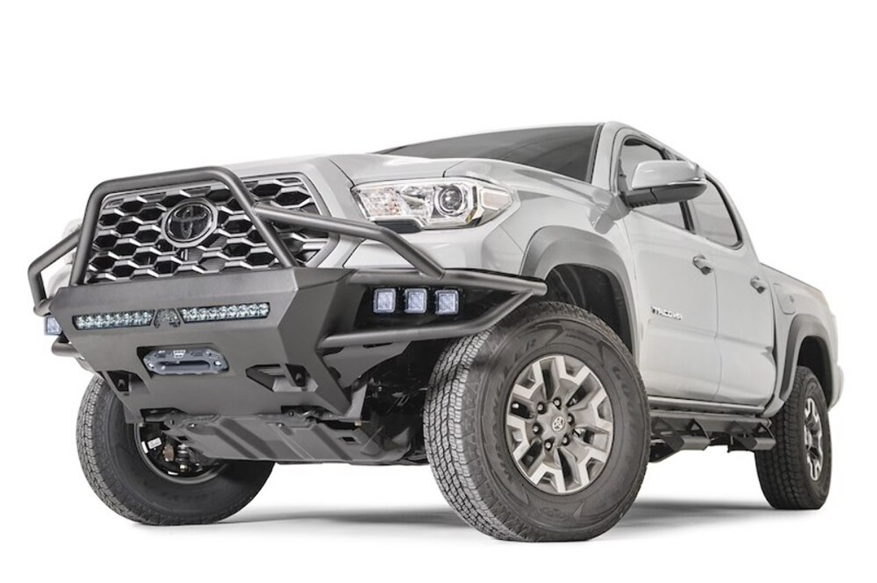 Fab Fours 2016-2023 Toyota Tacoma Front Winch Bumper w High Pre-Runner Guard TB16-03-1 D-Ring Mounts Fog Light Cutouts
