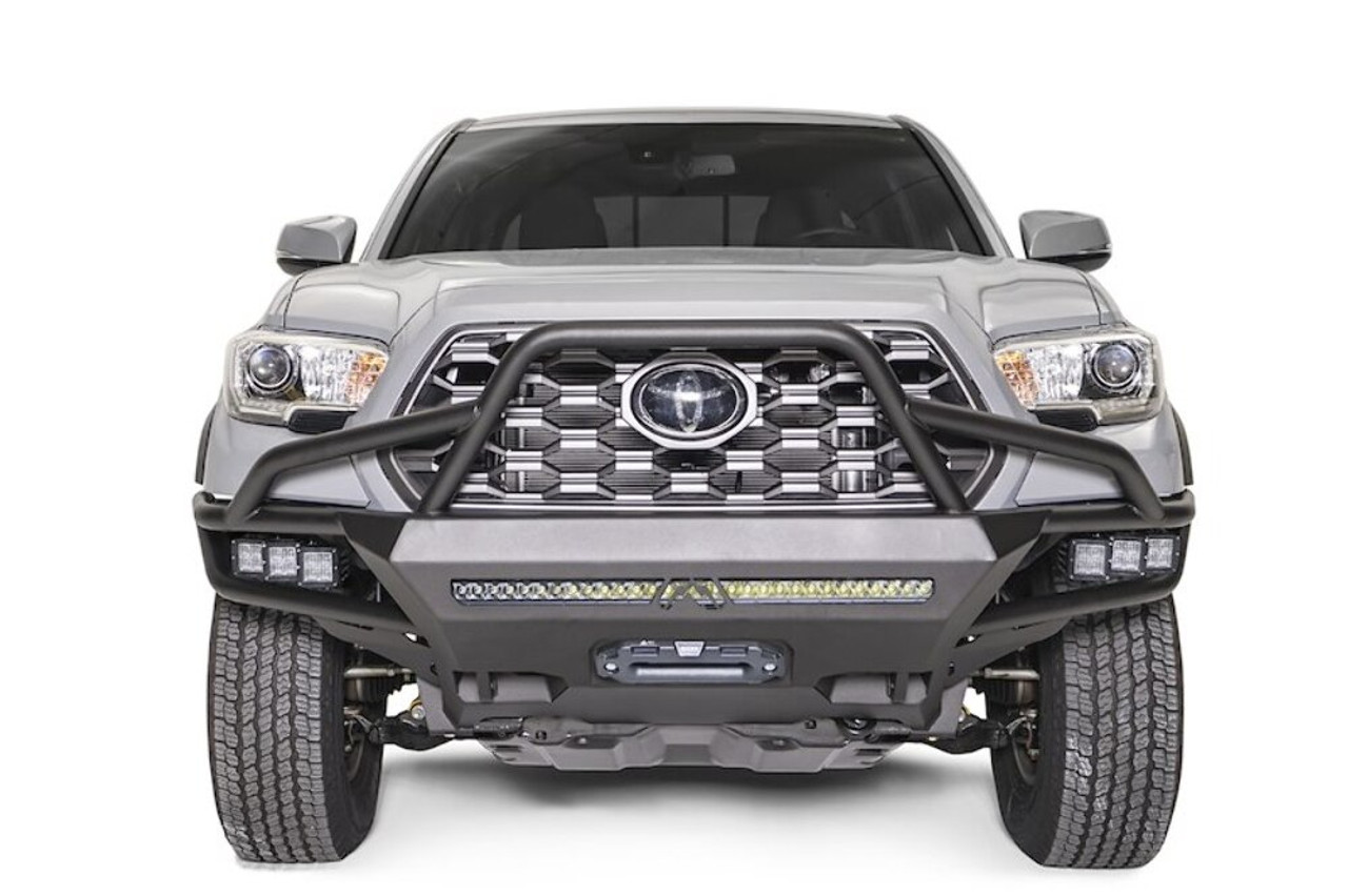 Fab Fours 2016-2023 Toyota Tacoma Front Winch Bumper w High Pre-Runner Guard TB16-03-1 D-Ring Mounts Fog Light Cutouts
