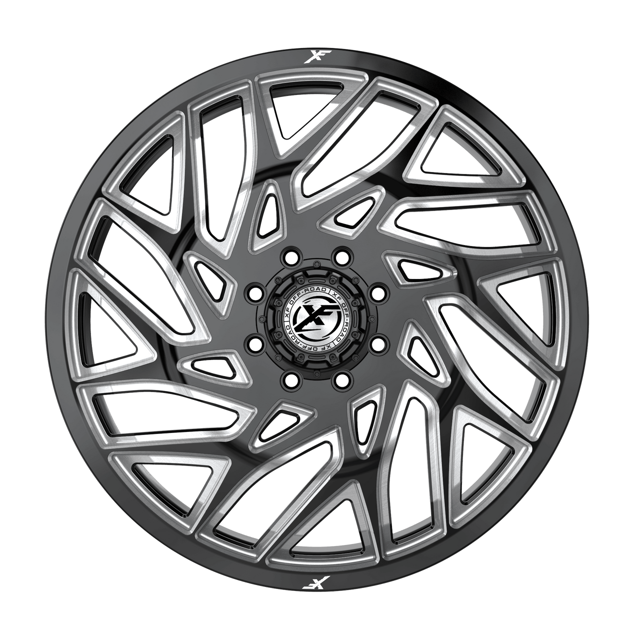 20" XF Dually XF-229 Dually Gloss Black & Milled 20x8.25 Front Wheel 8x200 110mm