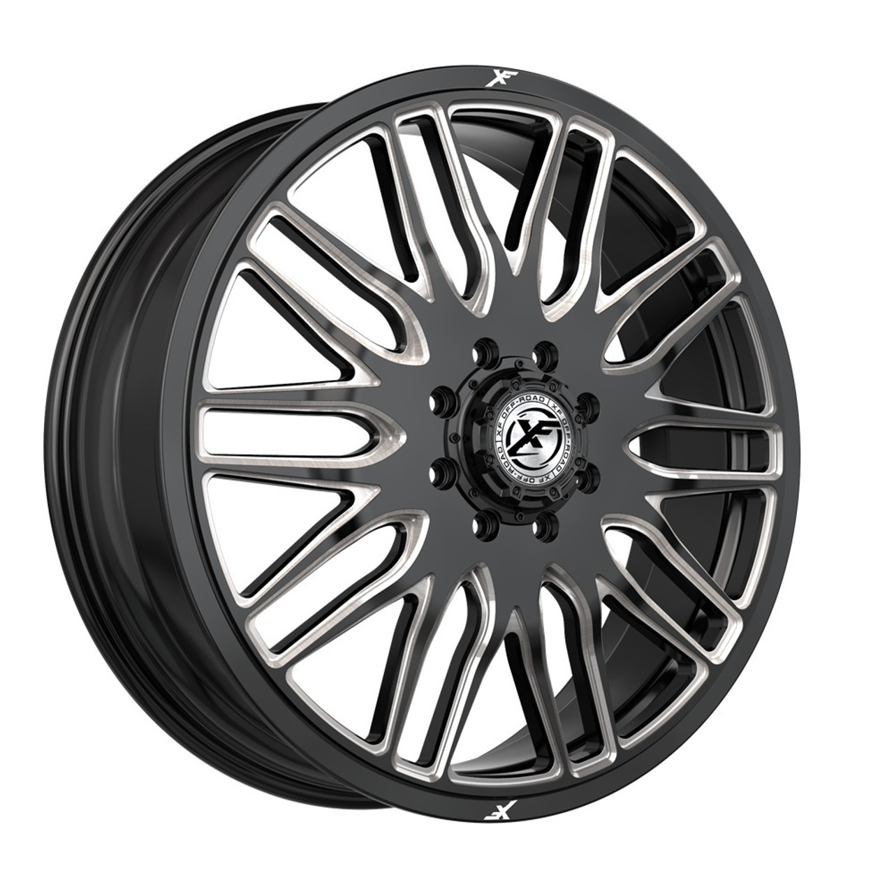 22" XF Dually XF-240 Dually Gloss Black & Milled 22x8.25 Front Wheel 8x200 110mm