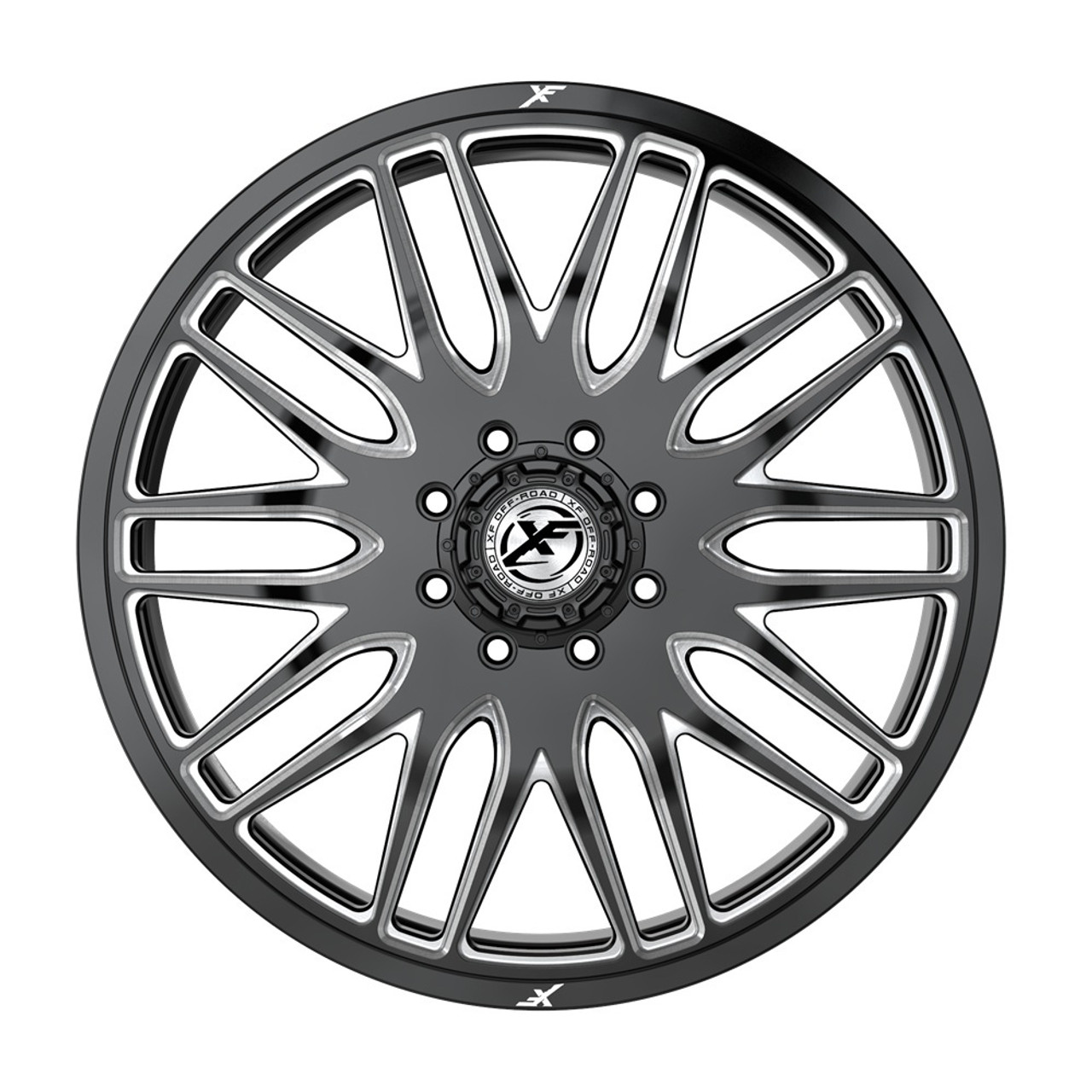 22" XF Dually XF-240 Dually Gloss Black & Milled 22x8.25 Front Wheel 8x200 110mm