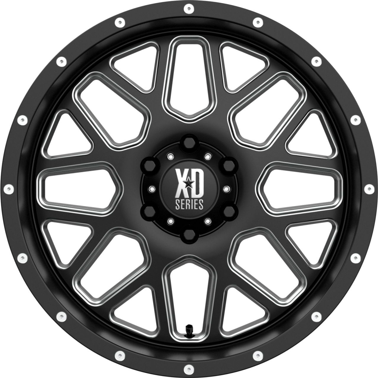 XD XD820 Grenade 18x9 5x5.5 Satin Black Milled Wheel 18" -12mm Rim Lifted