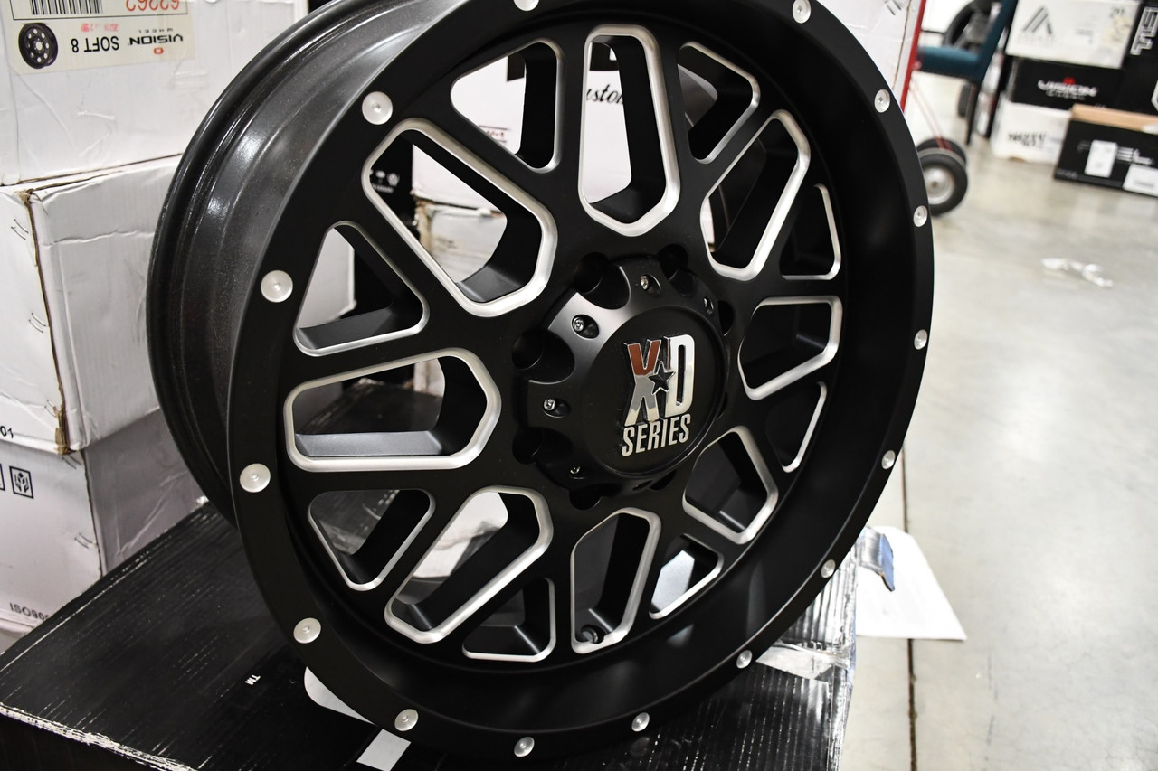 XD XD820 Grenade 18x9 5x5.5 Satin Black Milled Wheel 18" -12mm Rim Lifted