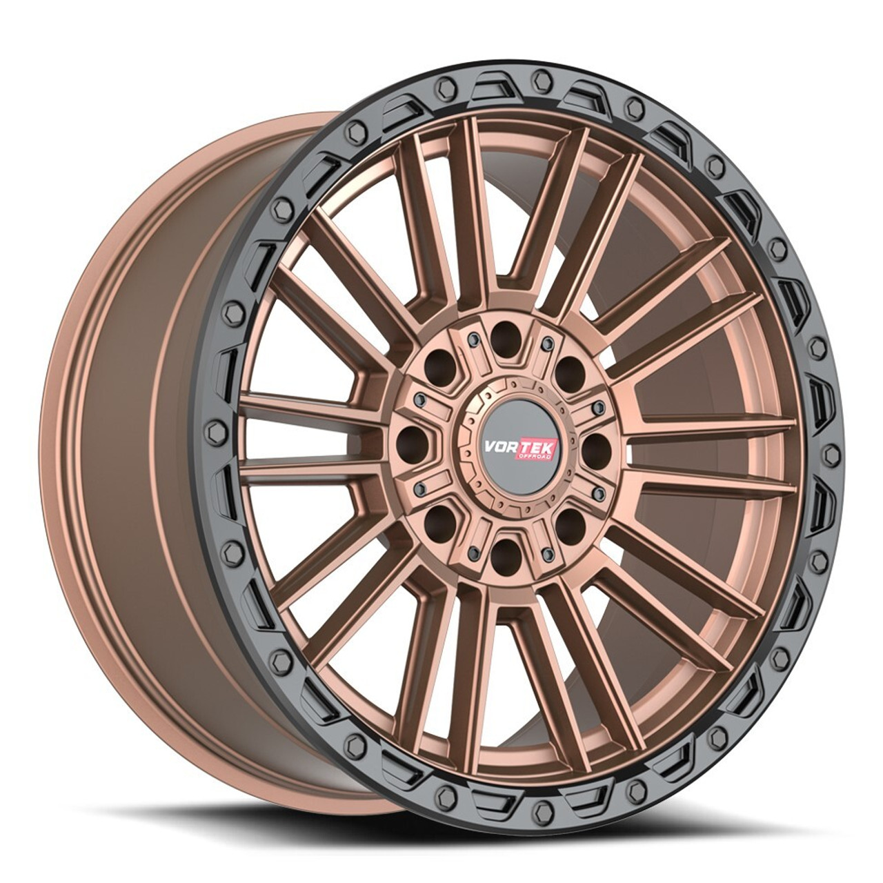 Set 4 22" Vortek VRT-604 Matte Bronze With Black Bead Ring 22x10 Wheels 8x170 8x180 -18mm Rims