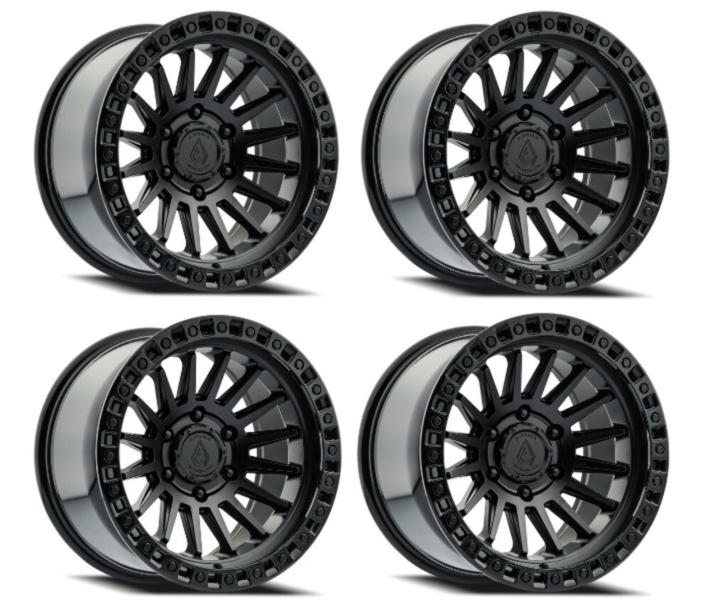 Set 4 20" Arena Mesa 20x9 6x5.5 0mm Satin Black Center Glossy Black Lip Wheels