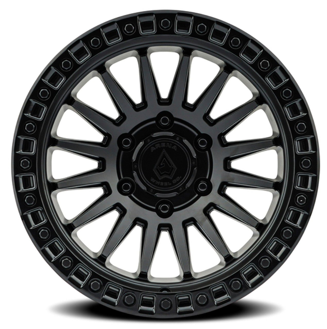 Set 4 17" Arena Mesa  17x9 6x5.5 0mm Satin Black Center Glossy Black Lip Wheels