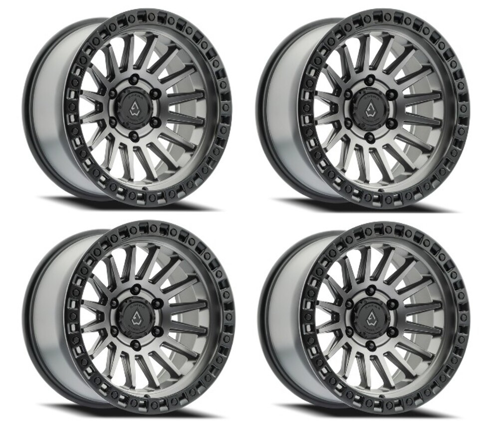 Set 4 20" Arena Mesa 20x9 6x5.5 0mm Satin Gun Metal Center Satin Black Lip Rims
