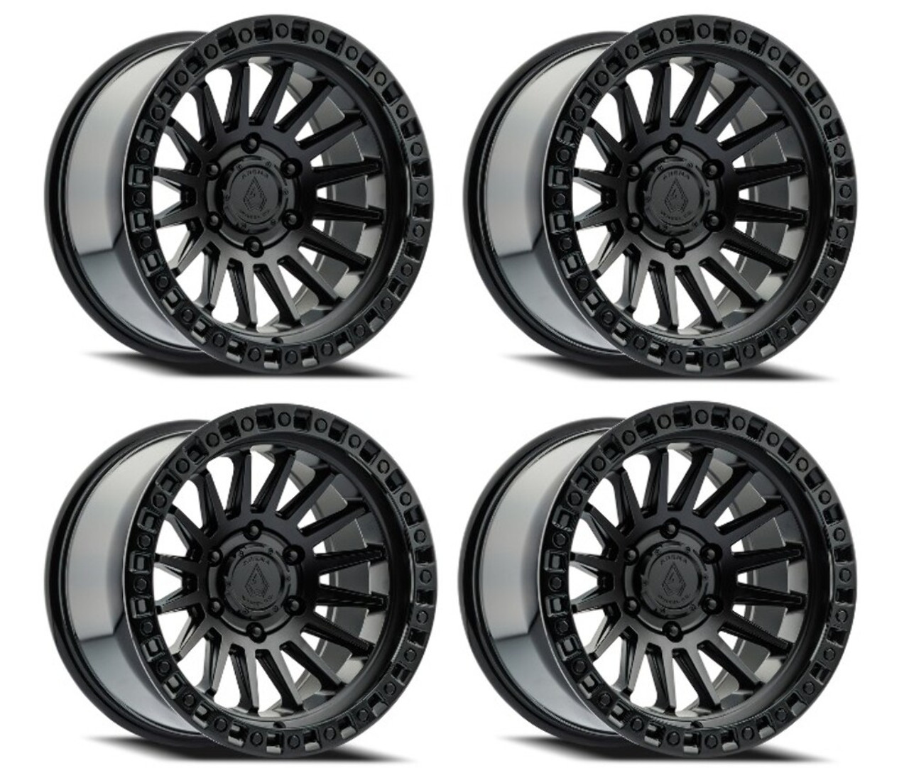 Set 4 17" Arena Mesa 17x9 6x135 -12mm Satin Black Center Glossy Black Lip Rims