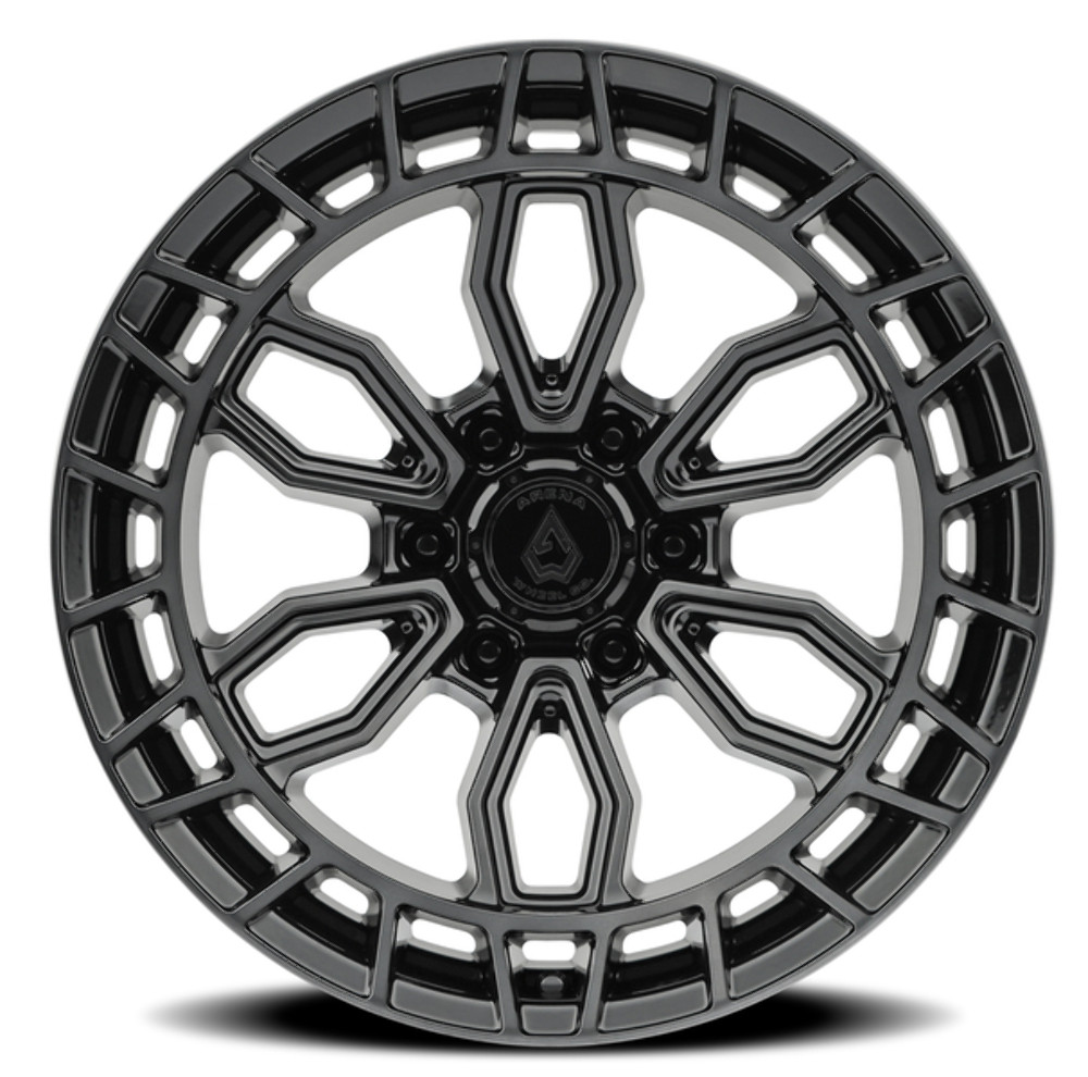 Set 4 22" Arena Recon 22x9.5 6x135 20mm Glossy Black Center Machined DDT Lip Rim