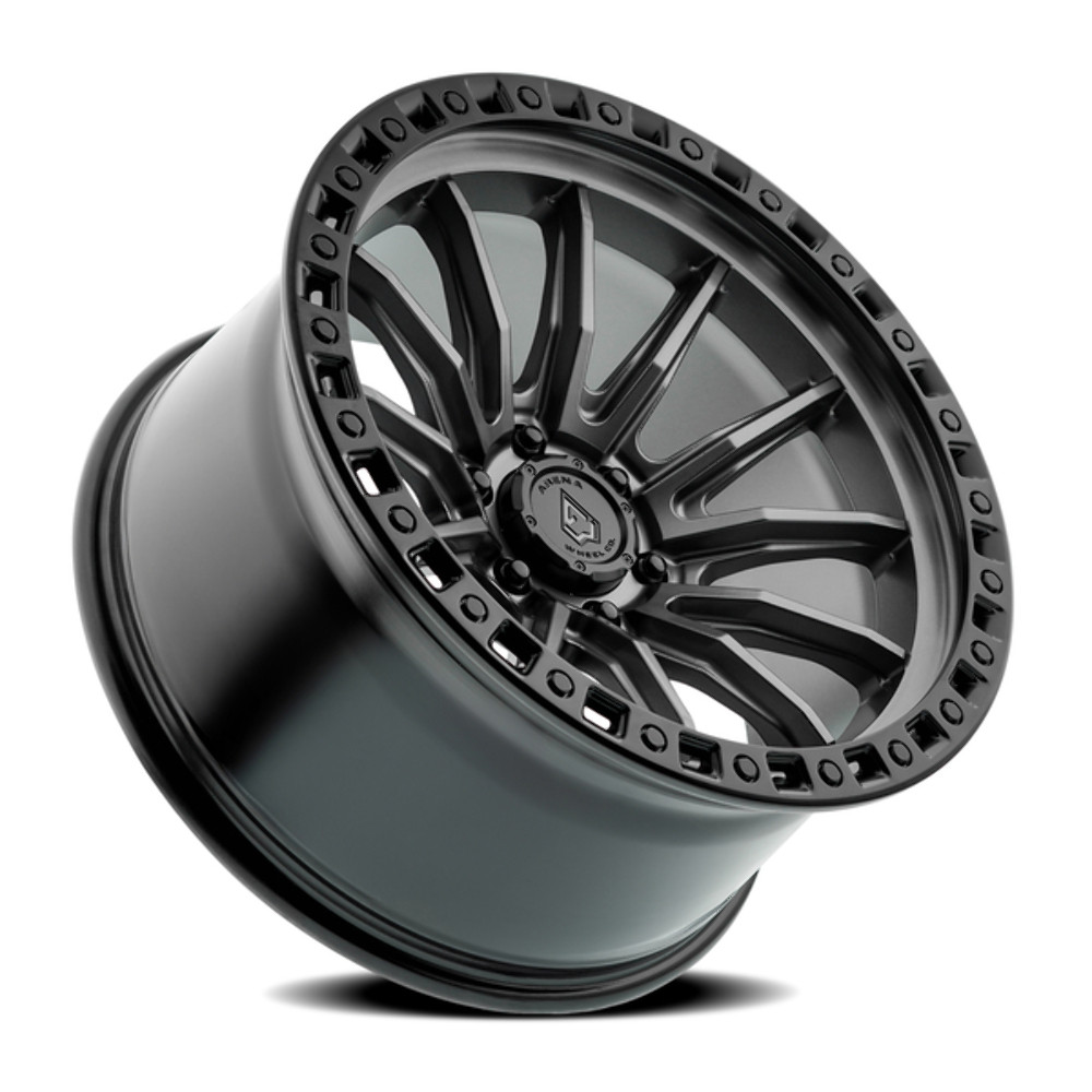 17" Arena Mission 17x9 6x5.5 0mm Satin Gun Metal Center Satin Black Lip Wheel