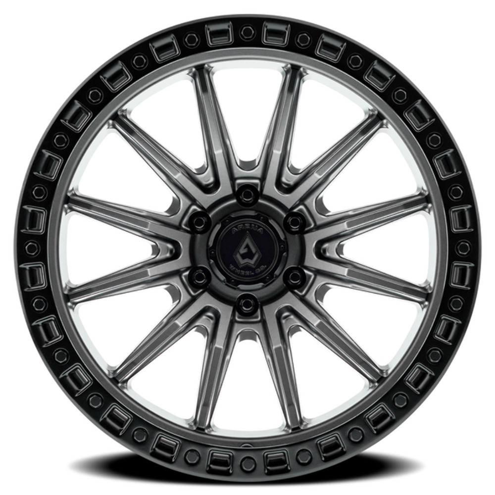 Set 4 17" Arena Mission 17x9 6x135 -12mm Satin Gun Metal Center Satin Black Lip