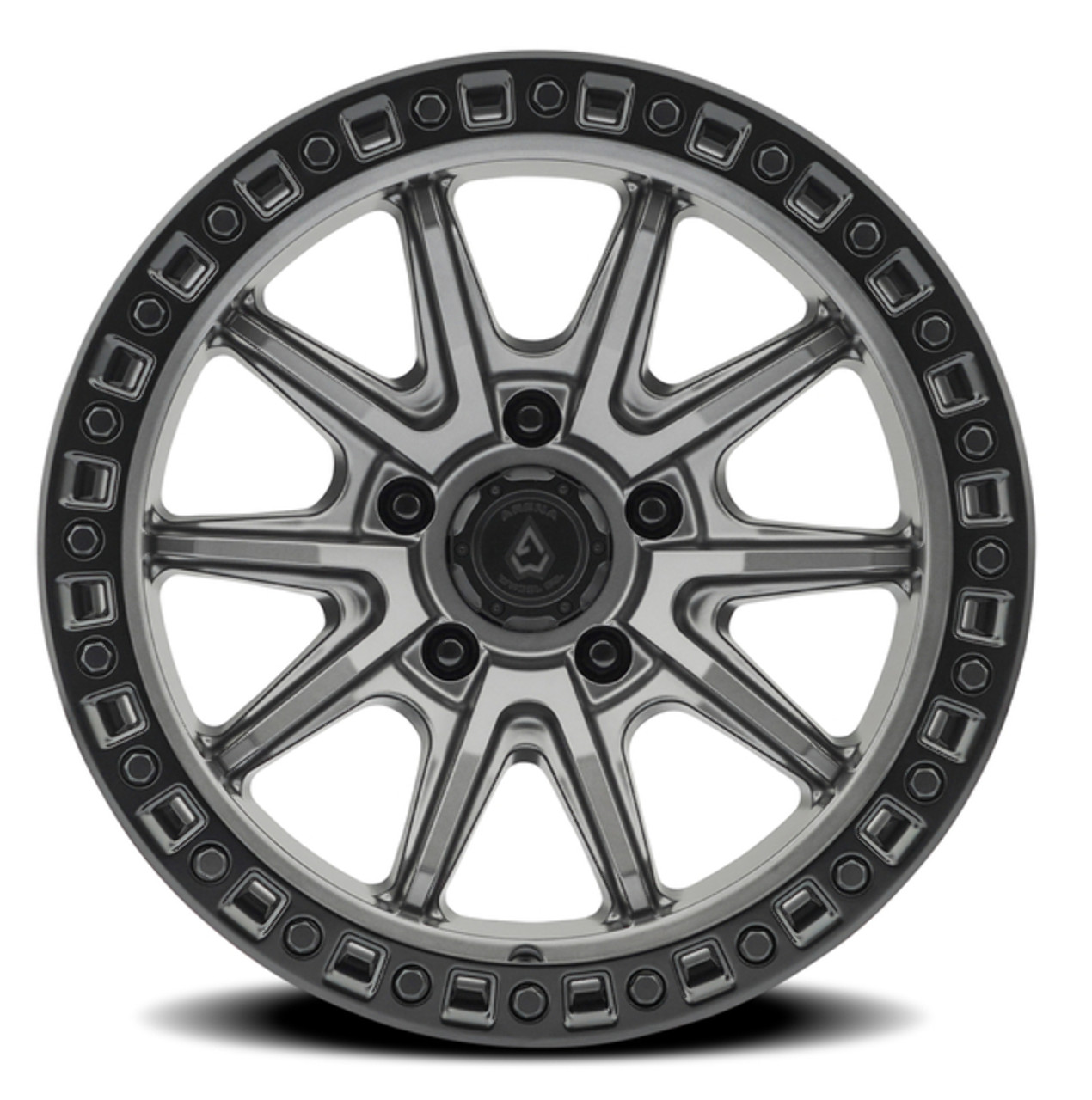 17" Arena Mission 17x9 5x5 -12mm Wheel Satin Gunmetal Center Satin Black Lip Rim