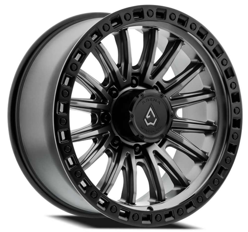 20" Arena Mission 20x9 8x180 20mm Satin Gun Metal Center Satin Black Lip Wheel