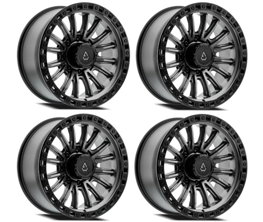 Set 4 20" Arena Mission 20x9 8x180 20mm Satin Gun Metal Center Satin Black Lip