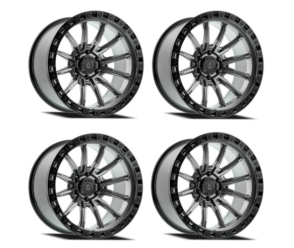 Set 4 20" Arena Mission 20x9 6x135 0mm Satin Gun Metal Center Satin Black Lip