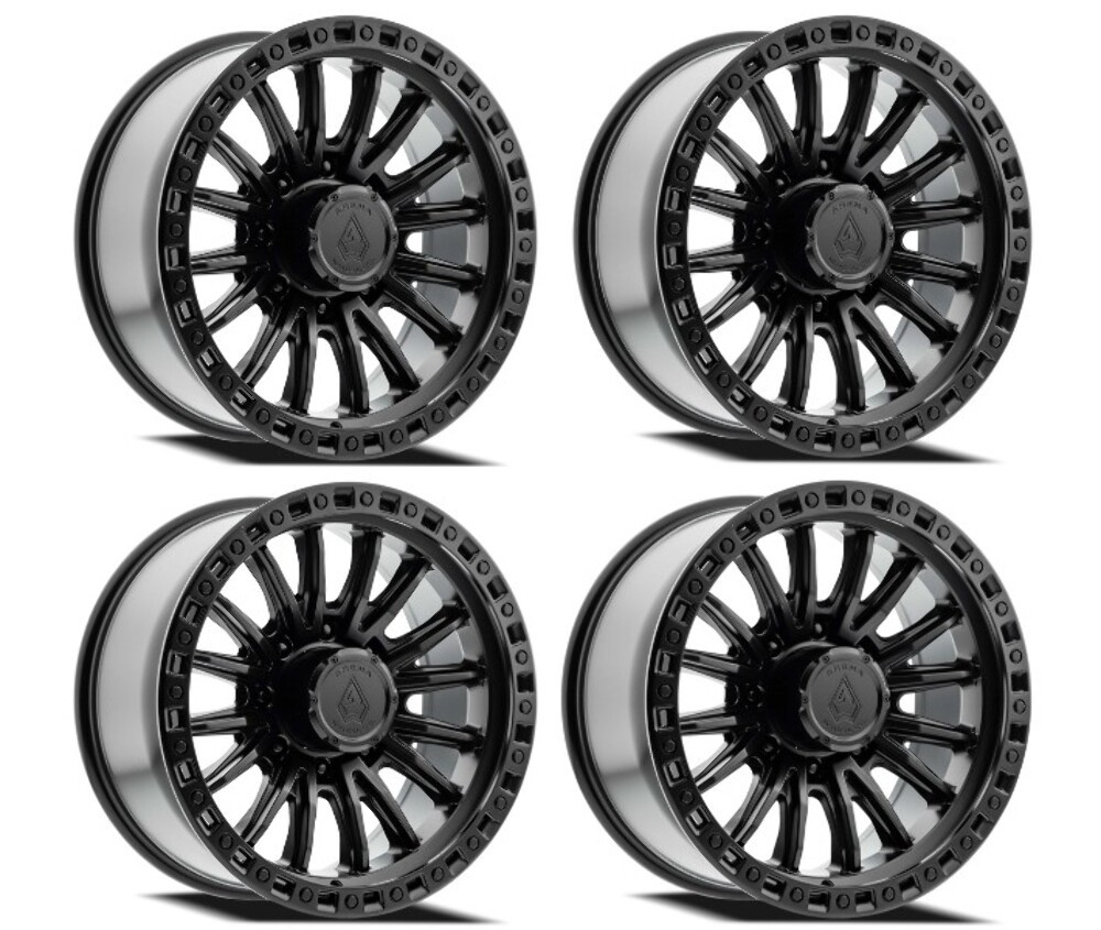 Set 4 20" Arena Mission 20x9 8x180 0mm Satin Black Wheels For Chevy GMC Rims