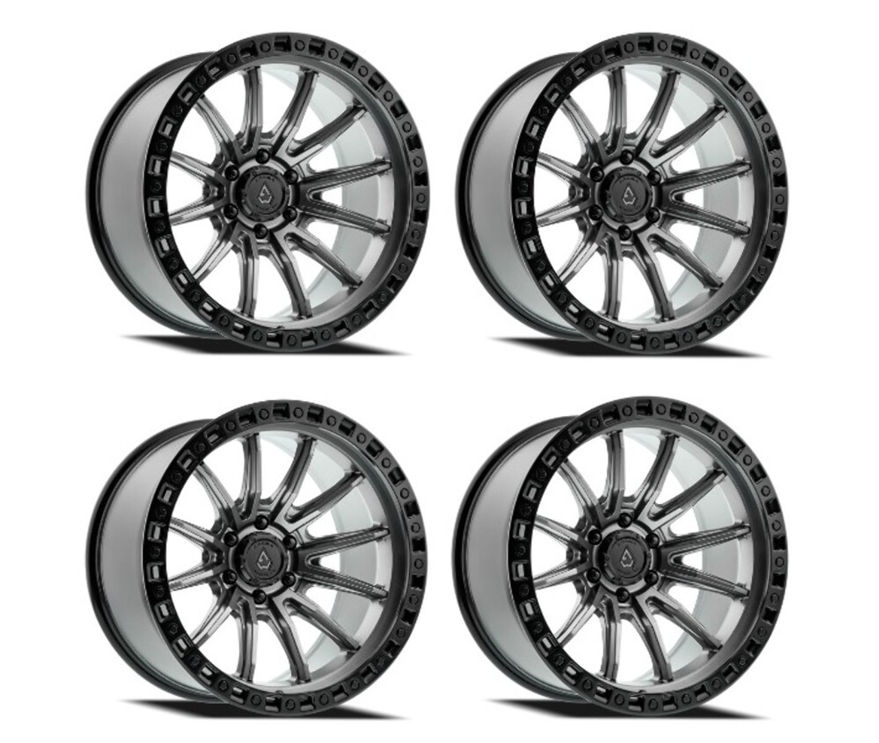 Set 4 20" Arena Mission 20x9 6x5.5 0mm Satin Gun Metal Center Satin Black Lip