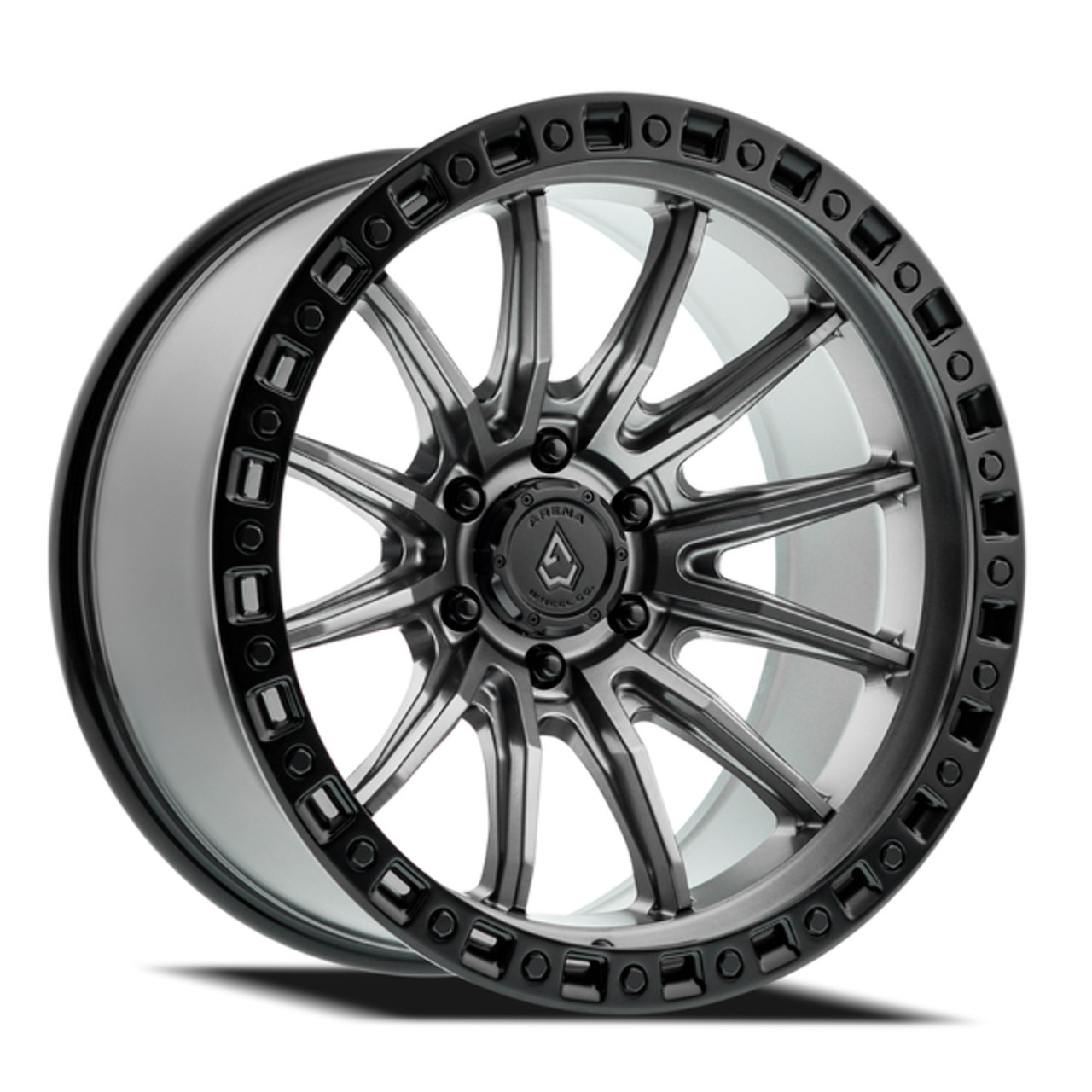 Set 4 20" Arena Mission 20x9 6x5.5 0mm Satin Gun Metal Center Satin Black Lip