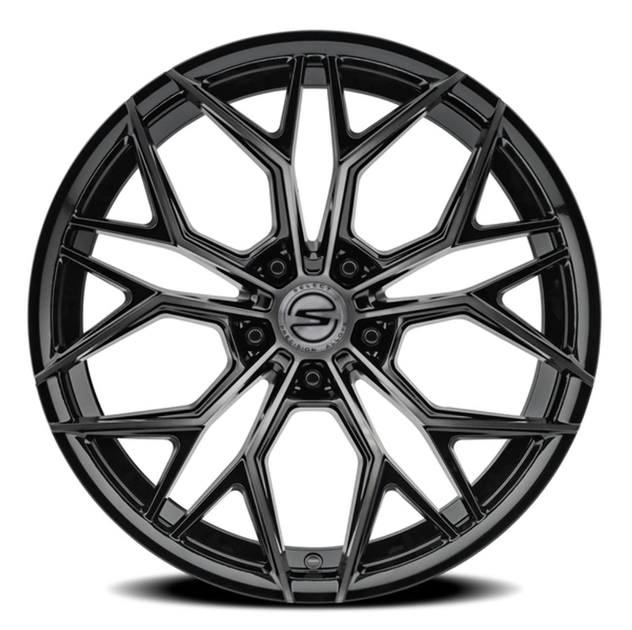 Set 4 22" Select Syndicate Glossy Black Machined DDT 22x9 Wheels 5x112 38mm Rims