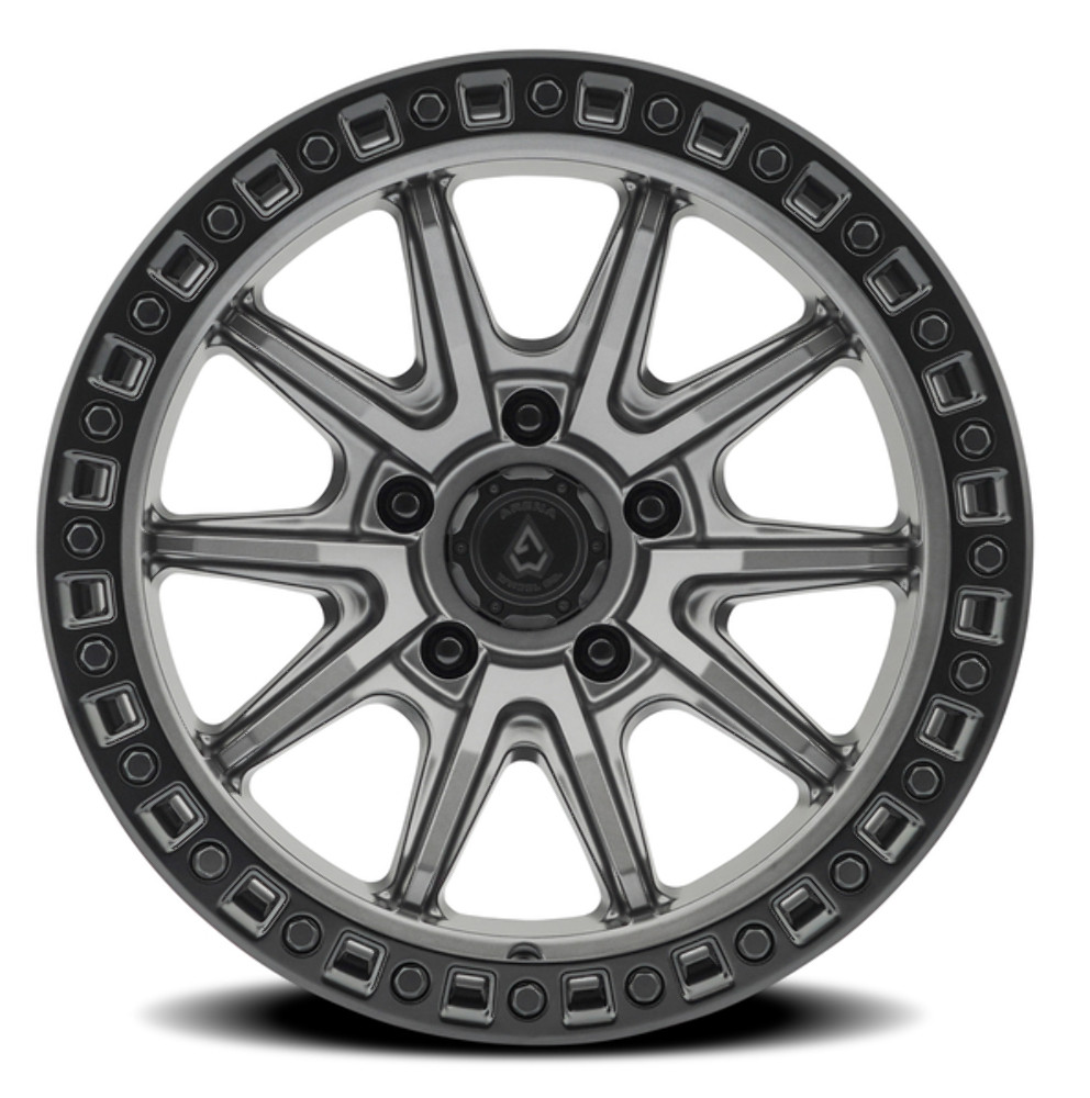 20" Arena Mission 20x9 5x5 0mm Wheel Satin Gun Metal Center Satin Black Lip Rim