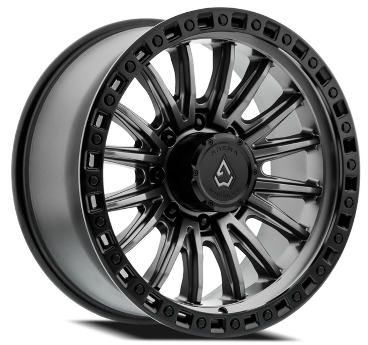 20" Arena Mission 20x9 8x180 0mm Satin Gun Metal Center Satin Black Lip Wheel