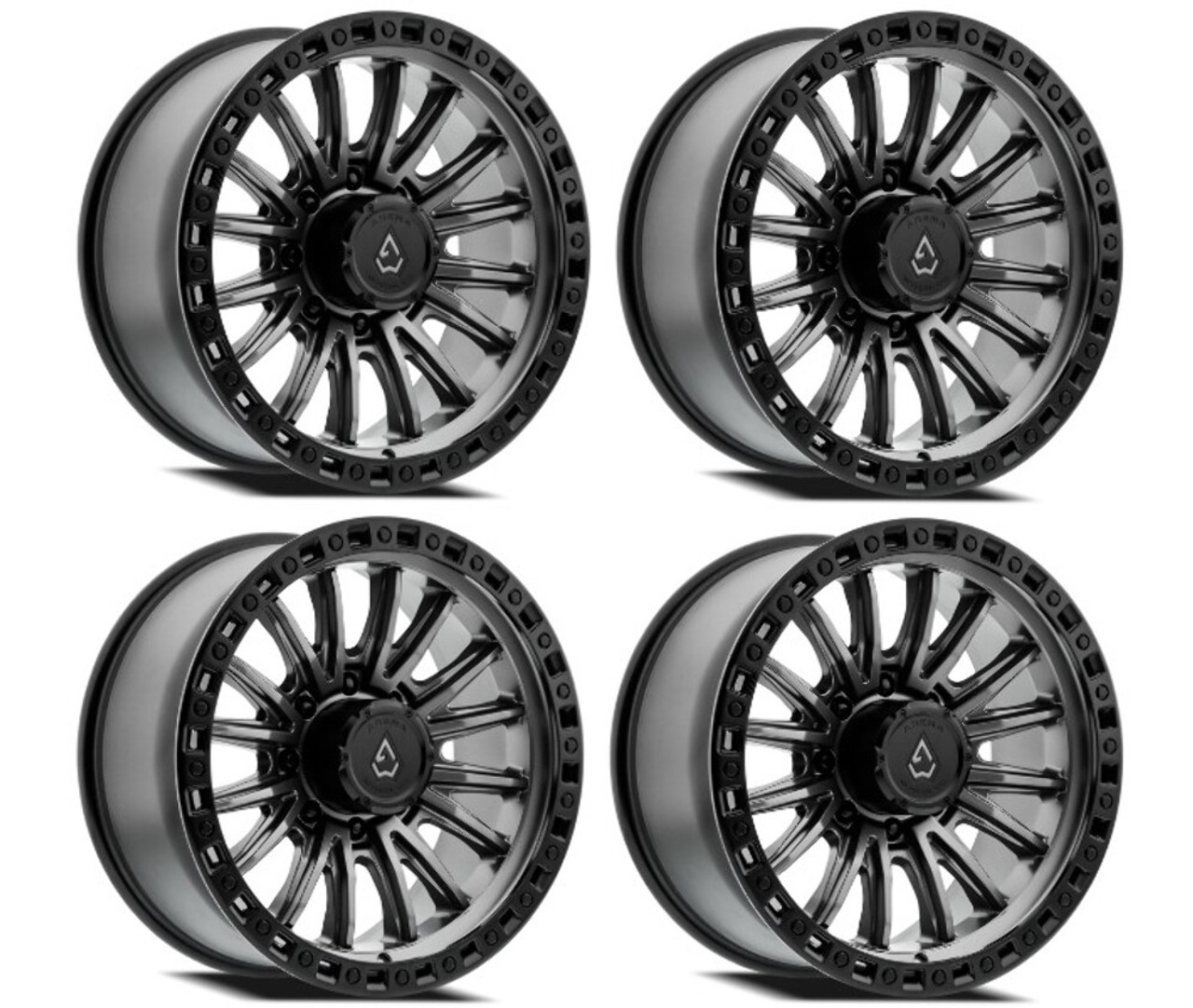 Set 4 20" Arena Mission 20x9 8x180 0mm Satin Gun Metal Center Satin Black Lip