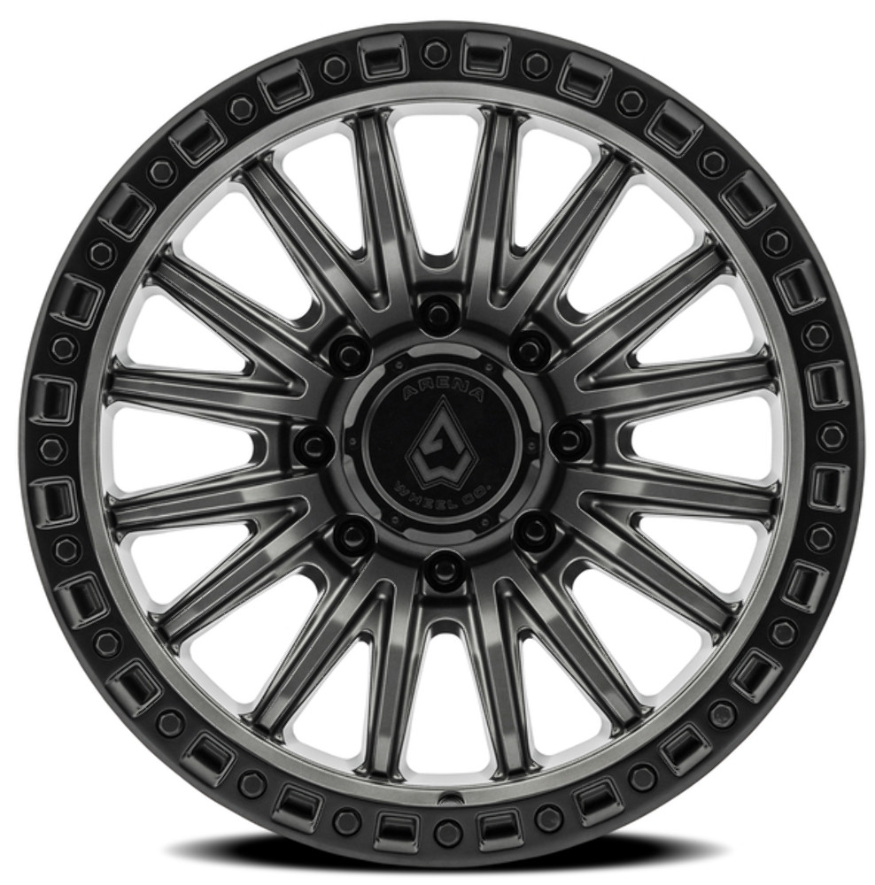 Set 4 20" Arena Mission 20x9 8x180 0mm Satin Gun Metal Center Satin Black Lip