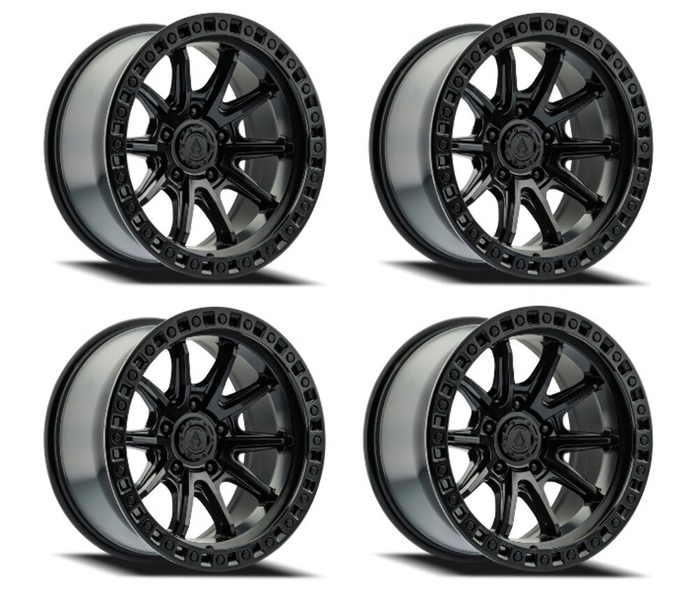 Set 4 17" Arena Mission 17x9 5x5 -12mm Satin Black Wheels Lifted For Jeep Rims