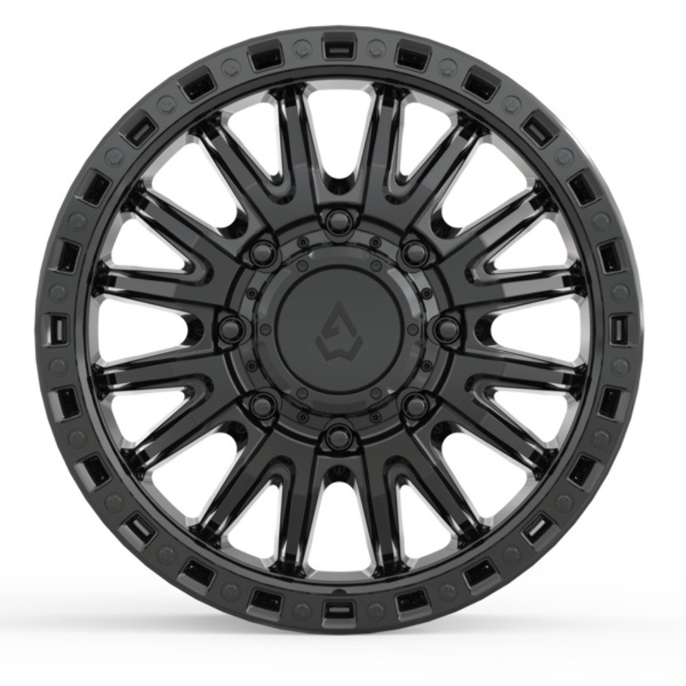 22" Arena Dually Mission Front 22x8.25 8x210 105mm Wheel Glossy Black Truck Rim
