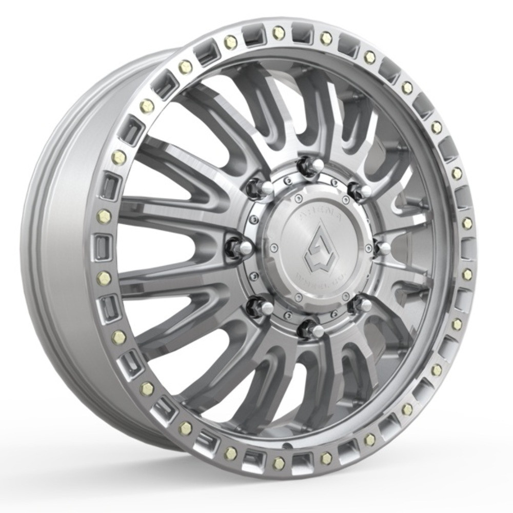 22" Arena Dually Mission Front 22x8.25 8x210 105mm Gloss Silver Machined Wheel
