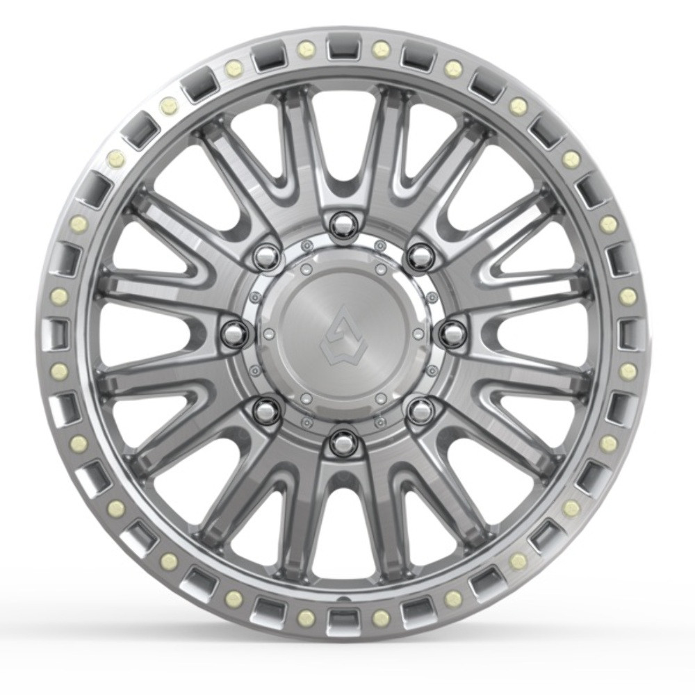 22" Arena Dually Mission Front 22x8.25 8x200 105mm Gloss Silver Machined Wheel