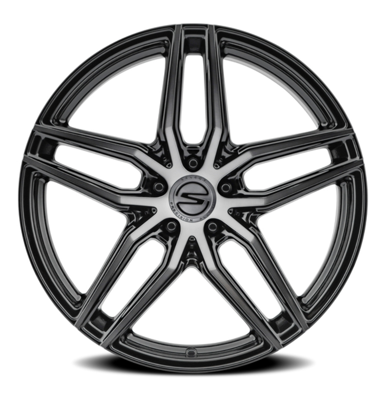 Set 4 20" Select Shadow Glossy Black Brushed DDT 20x10.5 Wheels 5x112 38mm Rims